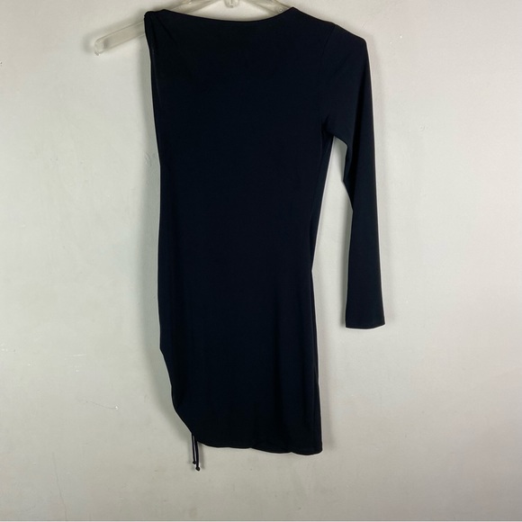 Cache Y2K black asymmetrical one shoulder mini dress with side adjustable tie - Picture 3 of 9